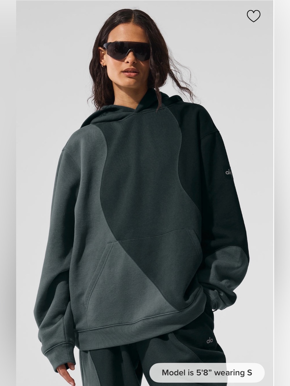 ALO Yoga Two-Tone Charcoal Green Panel Hoodie